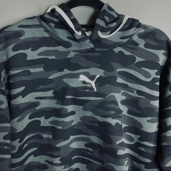 NWT Puma Logo Hoodie Grey Camo Small cotton blend - Picture 3 of 10